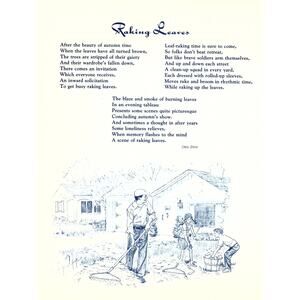 Raking Leaves Ottis Shirk 1970s Poem Retro Kitsch Wall Art SE8